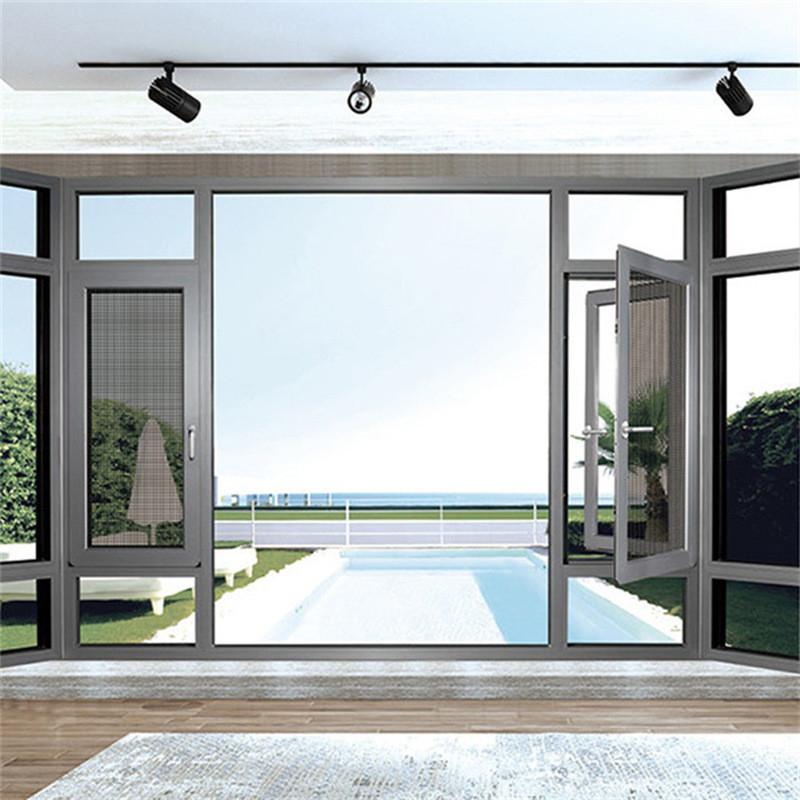 Τύπος κρεμασμένης κουρτίνας Custom Design Aluminium Casement Window με πάχος τοίχου 1,4 mm