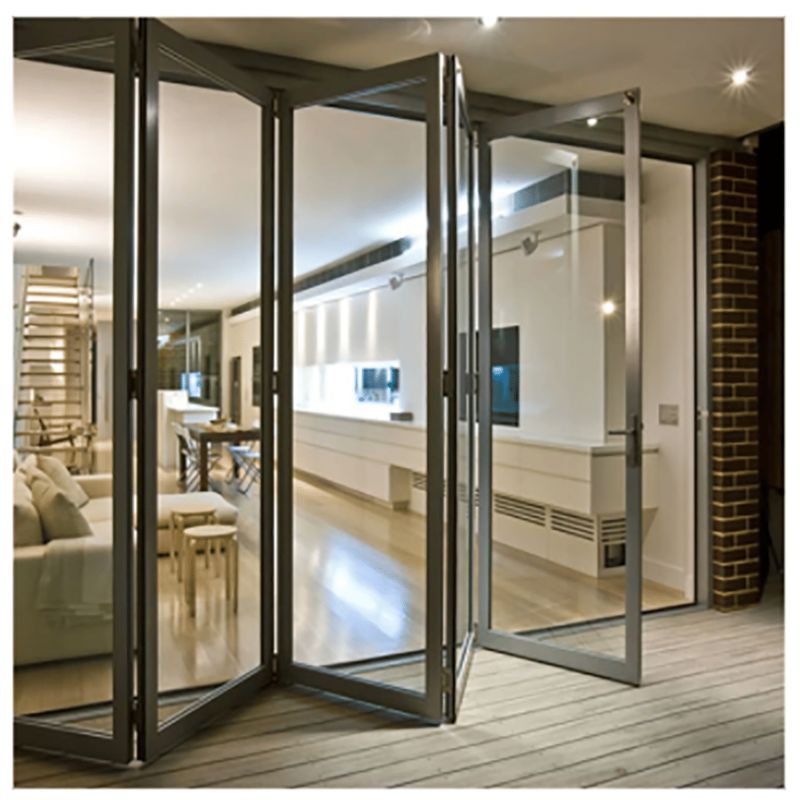 Πολυτελής Θερμοδιακοπτόμενη Αλουμινένια Πτυσσόμενη Πόρτα με Ενισχυμένο Γυαλί για Οικιακή & Εμπορική Χρήση