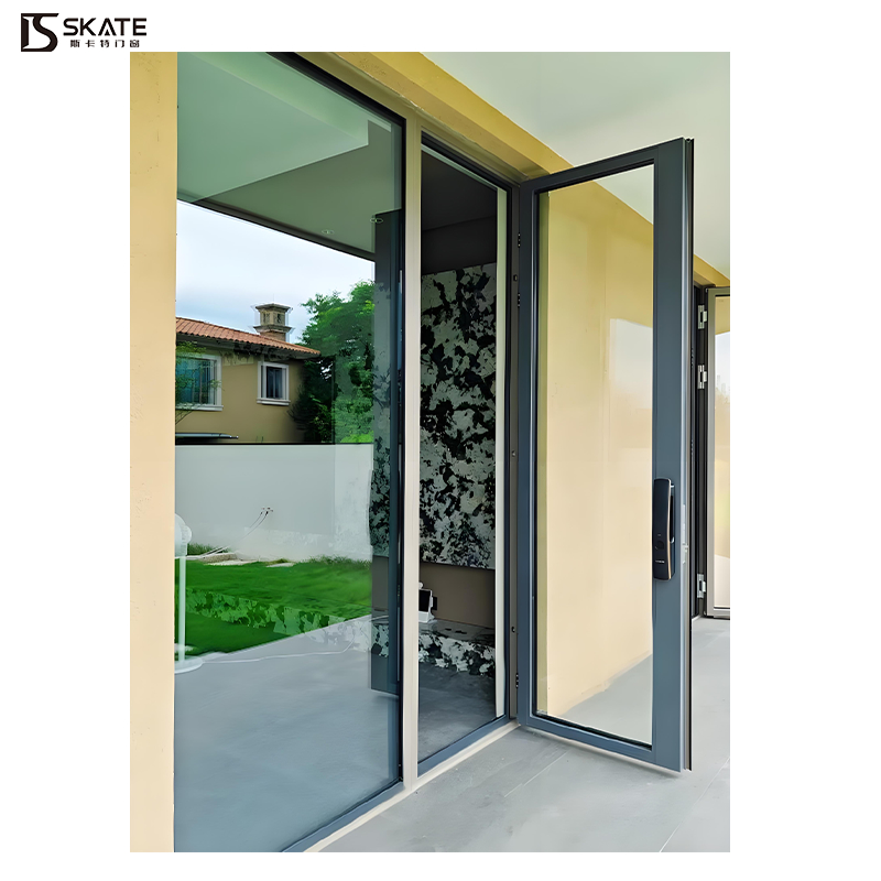 Factory Direct Sales Aluminum Casement Door with Triple Glazed Low-E Tempered Glass